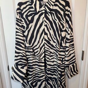 H&M Black and White Zebra Button Down Shirt